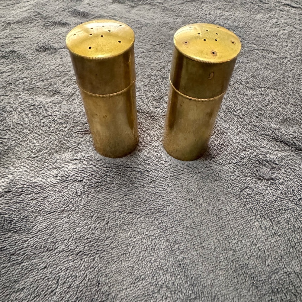 2 : Vintage Brass Metal Tin Talcum Powder Shaker Dispenser Shaving Powder Vanity
